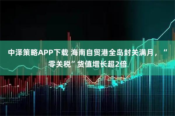 中泽策略APP下载 海南自贸港全岛封关满月，“零关税”货值增长超2倍