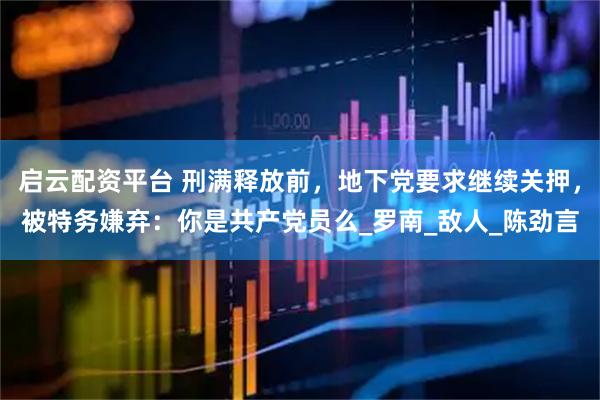 启云配资平台 刑满释放前，地下党要求继续关押，被特务嫌弃：你是共产党员么_罗南_敌人_陈劲言